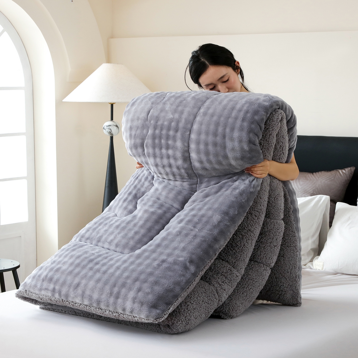 91家纺网 家纺一手货源 找家纺 （总）金灵居 2025新款兔毛绒冬被兔毛被子被芯春秋被