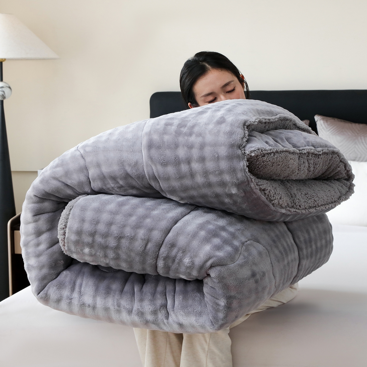 91家纺网 家纺一手货源 找家纺 （总）金灵居 2025新款兔毛绒冬被兔毛被子被芯春秋被