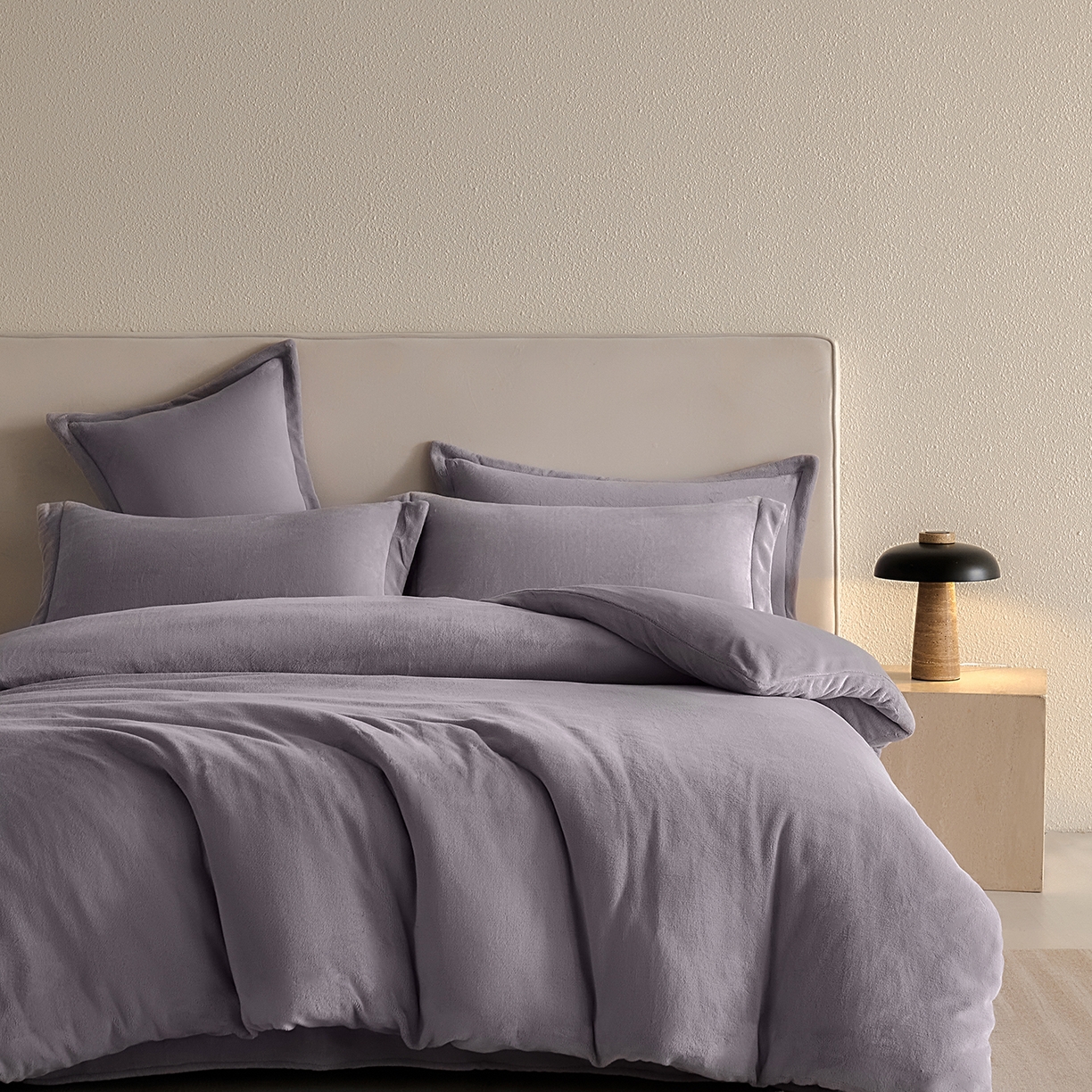 91家纺网 家纺一手货源 找家纺 禧禾 2025新款A类300G醇厚速暖绒四件套-莫兰迪 莫兰迪-淡雅紫