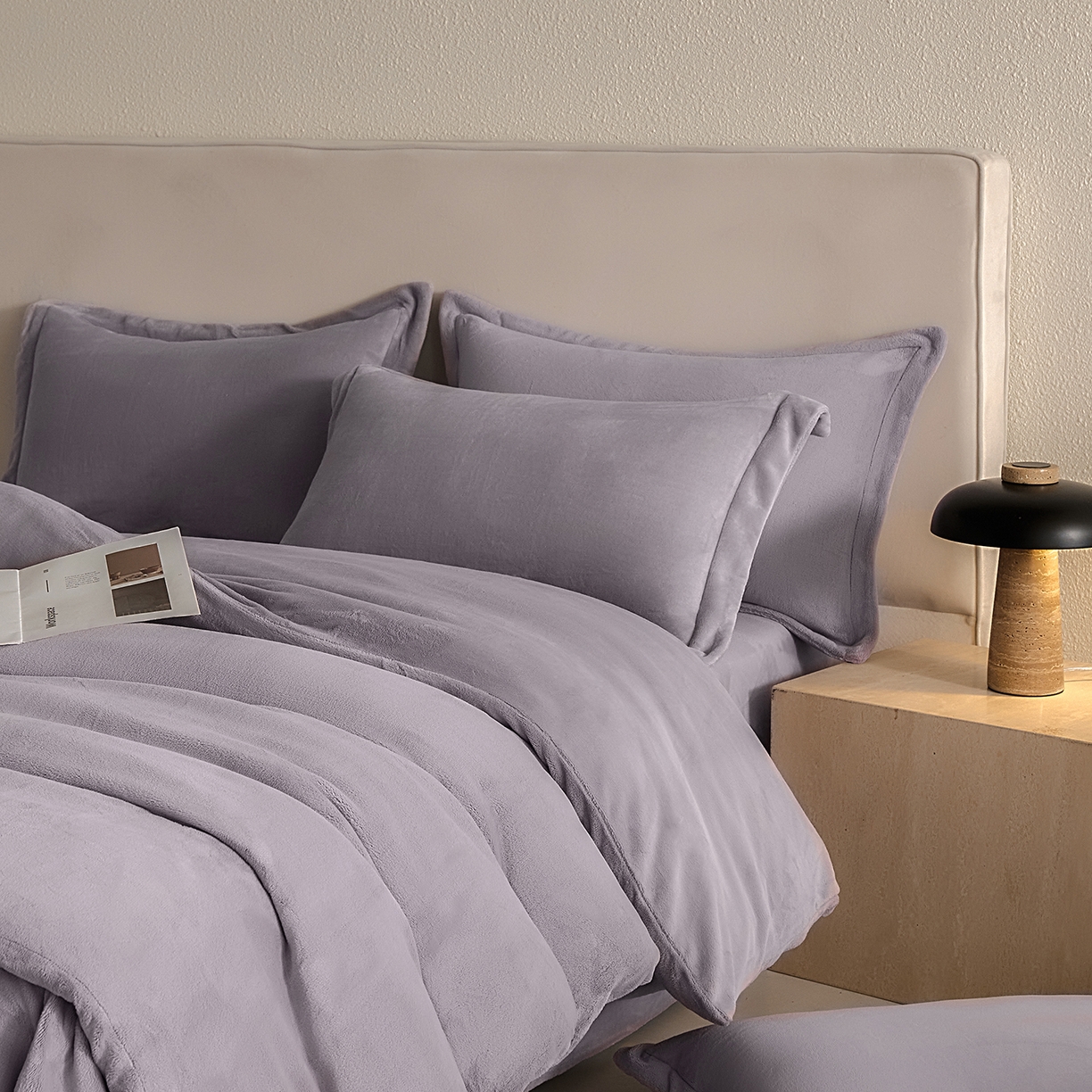 91家纺网 家纺一手货源 找家纺 禧禾 2025新款A类300G醇厚速暖绒四件套-莫兰迪 莫兰迪-淡雅紫