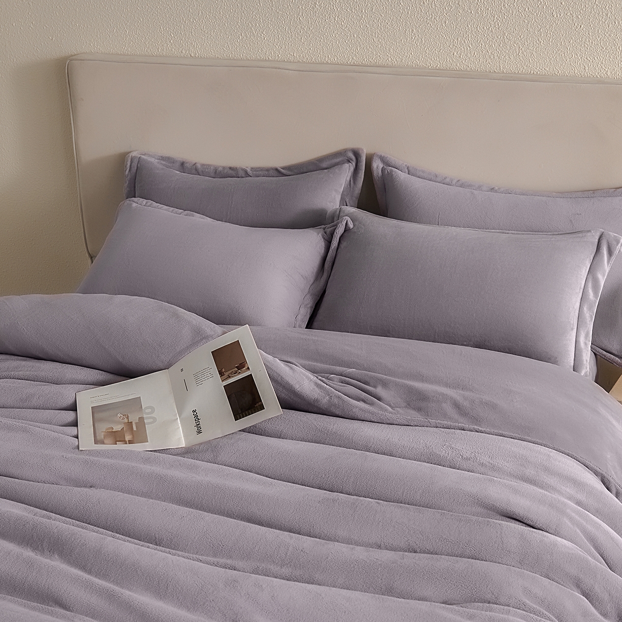 91家纺网 家纺一手货源 找家纺 禧禾 2025新款A类300G醇厚速暖绒四件套-莫兰迪 莫兰迪-淡雅紫