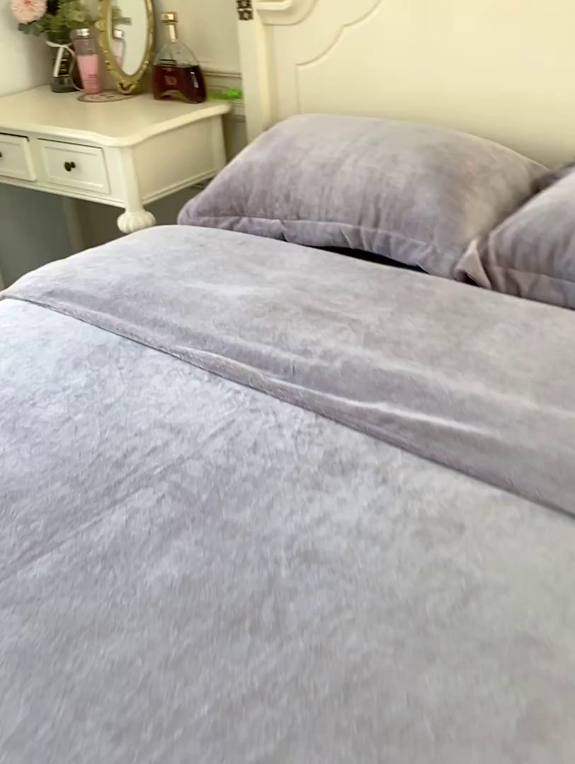 91家纺网 家纺一手货源 找家纺 禧禾 2025新款A类300G醇厚速暖绒四件套-莫兰迪 莫兰迪-淡雅紫