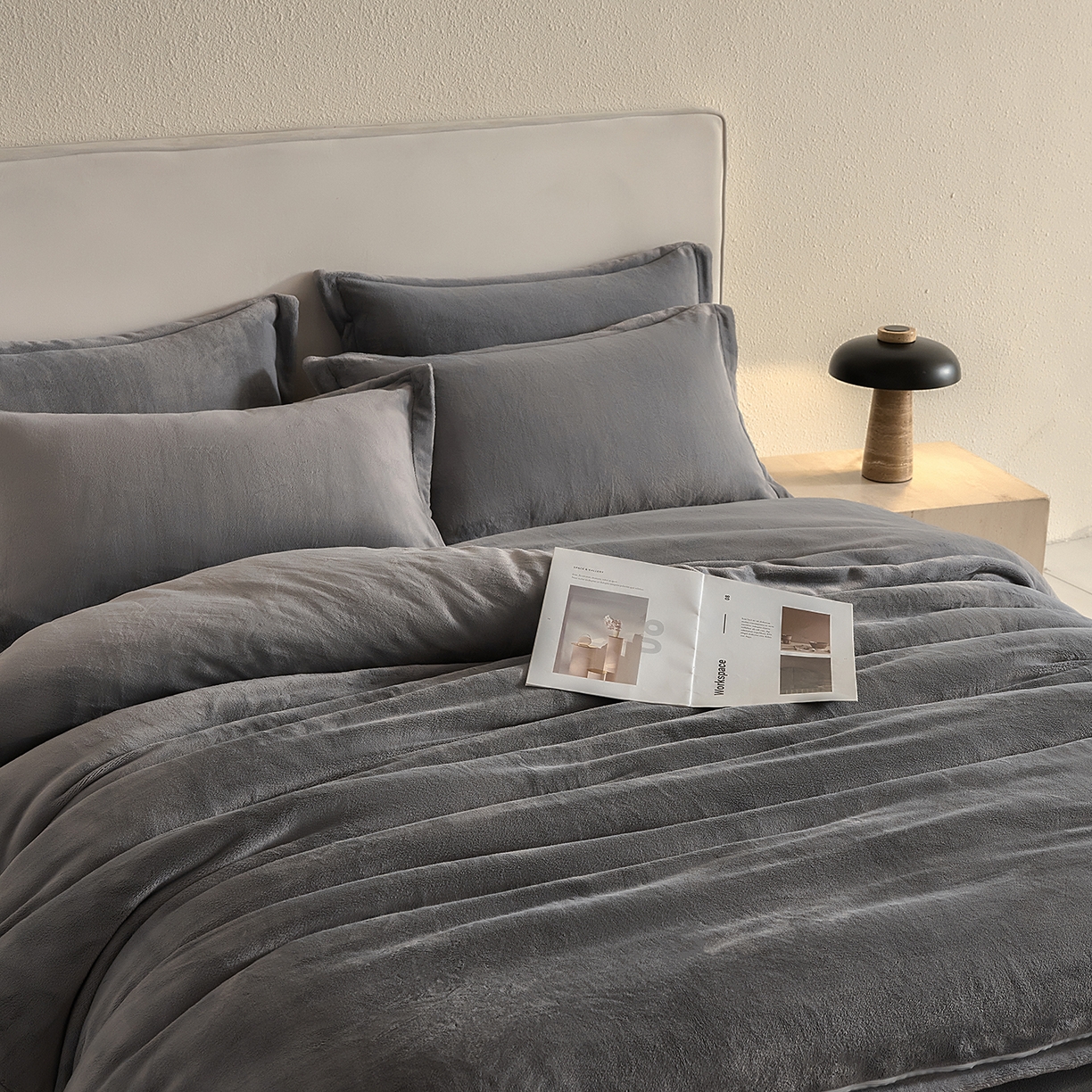 91家纺网 家纺一手货源 找家纺 禧禾 2025新款A类300G醇厚速暖绒四件套-莫兰迪 莫兰迪-高级灰