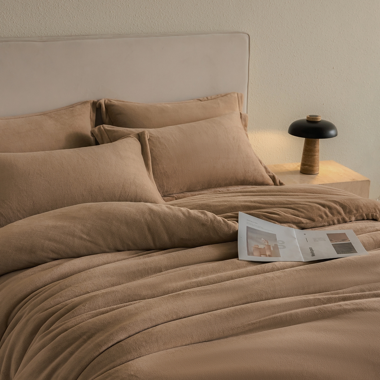 91家纺网 家纺一手货源 找家纺 禧禾 2025新款A类300G醇厚速暖绒四件套-莫兰迪 莫兰迪-秋杏咖