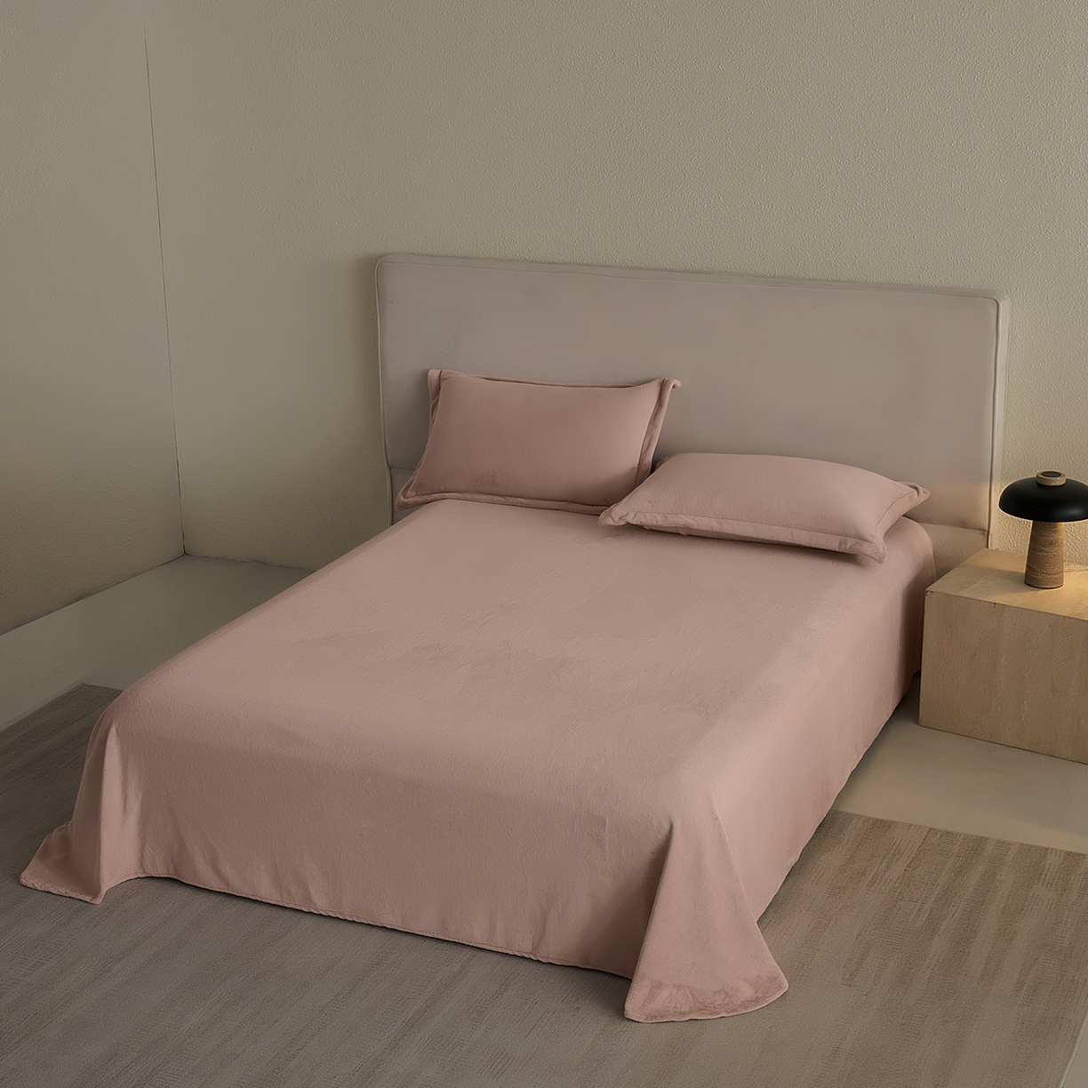 91家纺网 家纺一手货源 找家纺 禧禾 2025新款A类300G醇厚速暖绒四件套-莫兰迪 莫兰迪-婴儿粉