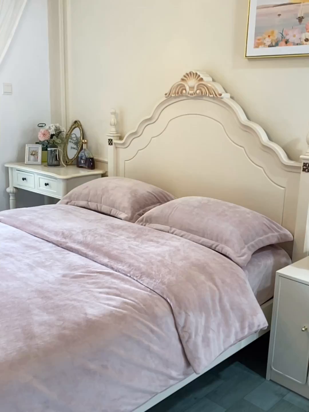 91家纺网 家纺一手货源 找家纺 禧禾 2025新款A类300G醇厚速暖绒四件套-莫兰迪 莫兰迪-婴儿粉