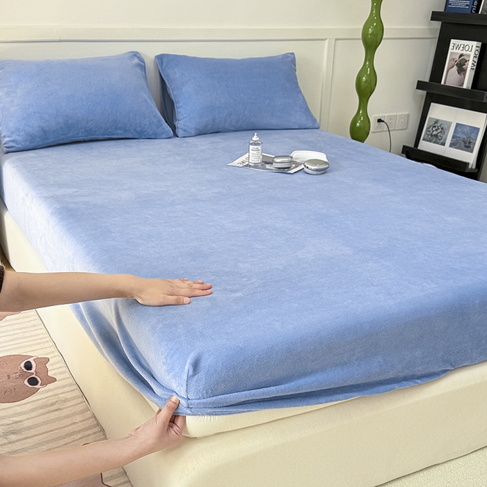 91家纺网 家纺一手货源 找家纺 觅妮家纺 2025新款200g牛奶绒床笠外贸跨境电商亚马逊速卖通床笠三件套欧美跨境平台TEMU SHE 宾利蓝