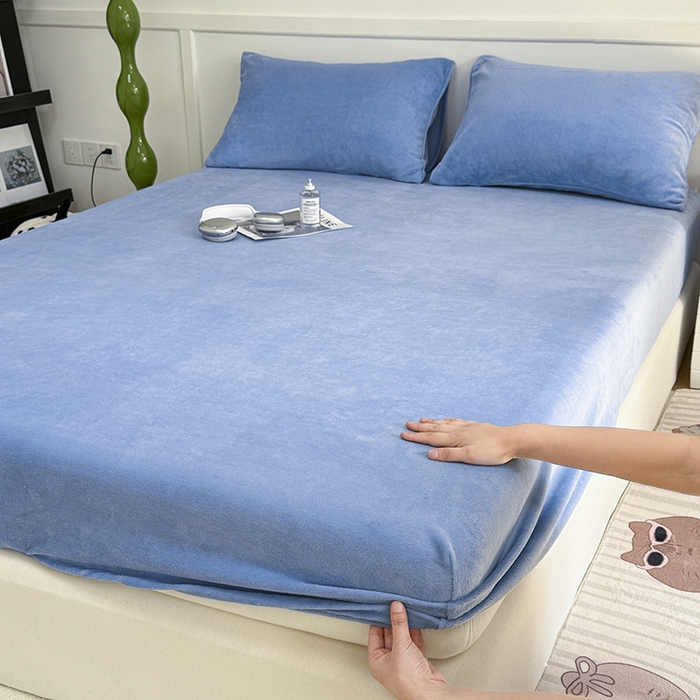 91家纺网 家纺一手货源 找家纺 觅妮家纺 2025新款200g牛奶绒床笠外贸跨境电商亚马逊速卖通床笠三件套欧美跨境平台TEMU SHE 宾利蓝