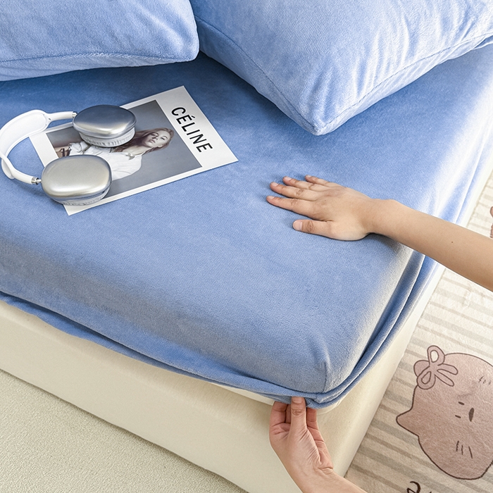 91家纺网 家纺一手货源 找家纺 觅妮家纺 2025新款200g牛奶绒床笠外贸跨境电商亚马逊速卖通床笠三件套欧美跨境平台TEMU SHE 宾利蓝