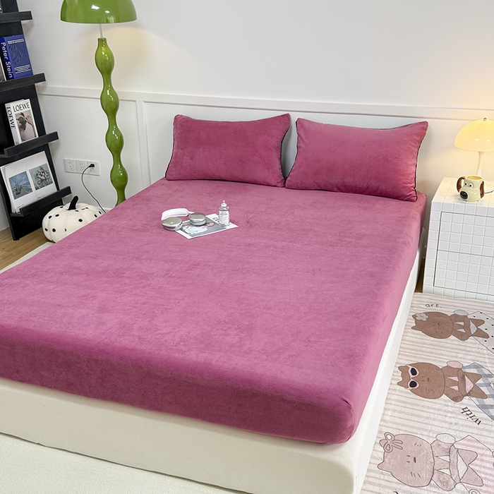 91家纺网 家纺一手货源 找家纺 觅妮家纺 2025新款200g牛奶绒床笠外贸跨境电商亚马逊速卖通床笠三件套欧美跨境平台TEMU SHE 璀璨洋红