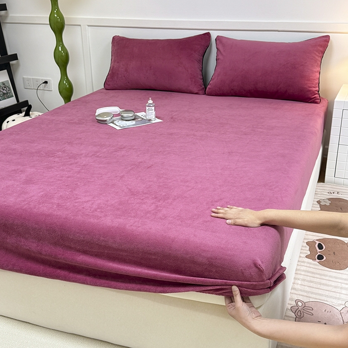 91家纺网 家纺一手货源 找家纺 觅妮家纺 2025新款200g牛奶绒床笠外贸跨境电商亚马逊速卖通床笠三件套欧美跨境平台TEMU SHE 璀璨洋红