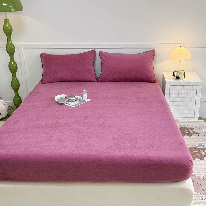 91家纺网 家纺一手货源 找家纺 觅妮家纺 2025新款200g牛奶绒床笠外贸跨境电商亚马逊速卖通床笠三件套欧美跨境平台TEMU SHE 璀璨洋红