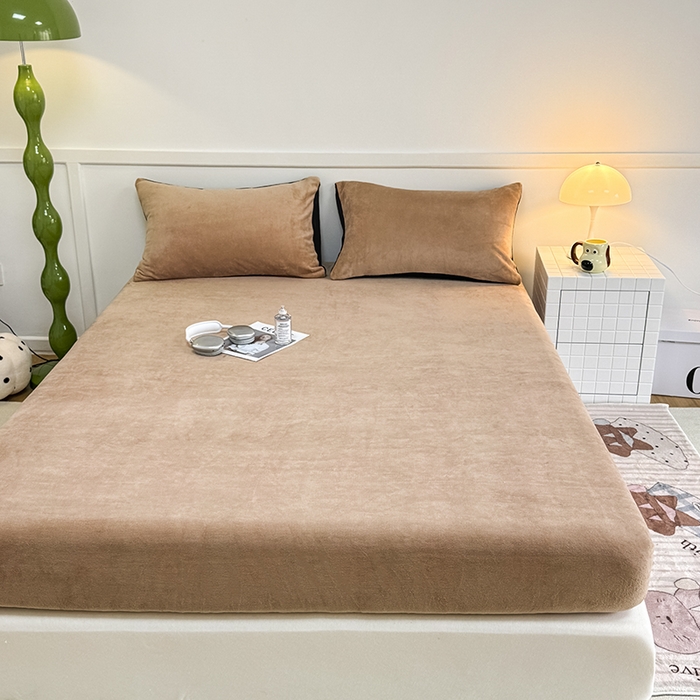 91家纺网 家纺一手货源 找家纺 觅妮家纺 2025新款200g牛奶绒床笠外贸跨境电商亚马逊速卖通床笠三件套欧美跨境平台TEMU SHE 咖色