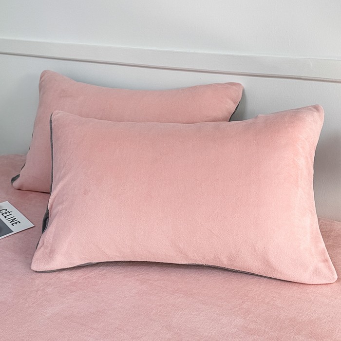 91家纺网 家纺一手货源 找家纺 觅妮家纺 2025新款200g牛奶绒床笠外贸跨境电商亚马逊速卖通床笠三件套欧美跨境平台TEMU SHE 浅粉