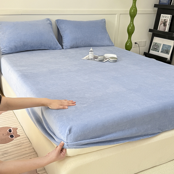 91家纺网 家纺一手货源 找家纺 觅妮家纺 2025新款200g牛奶绒床笠外贸跨境电商亚马逊速卖通床笠三件套欧美跨境平台TEMU SHE 雾霾蓝