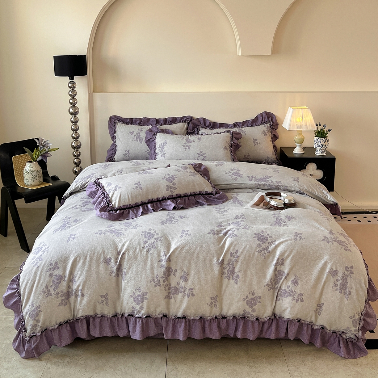 91家纺网 家纺一手货源 找家纺 （总）喜颜 2025新款亚麻爆款花边四件套-直播热款