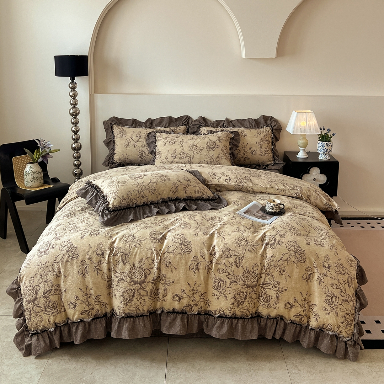 喜颜 2025新款亚麻爆款花边四件套-直播热款 花无意