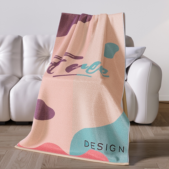 91家纺网 家纺一手货源 找家纺 悦然毛巾被 2025新款全棉色织提花毛圈浴巾 斑点粉 70x140cm