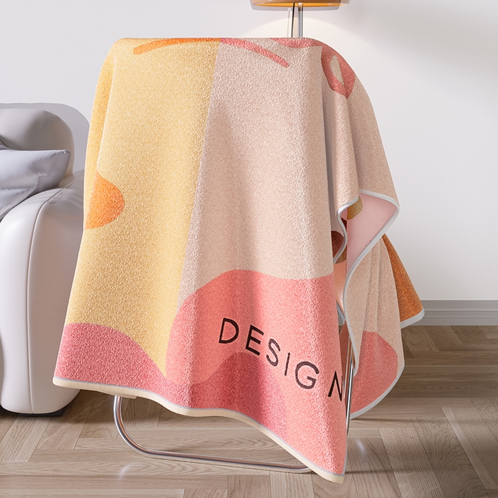 91家纺网 家纺一手货源 找家纺 悦然毛巾被 2025新款全棉色织提花毛圈浴巾 斑点黄 70x140cm