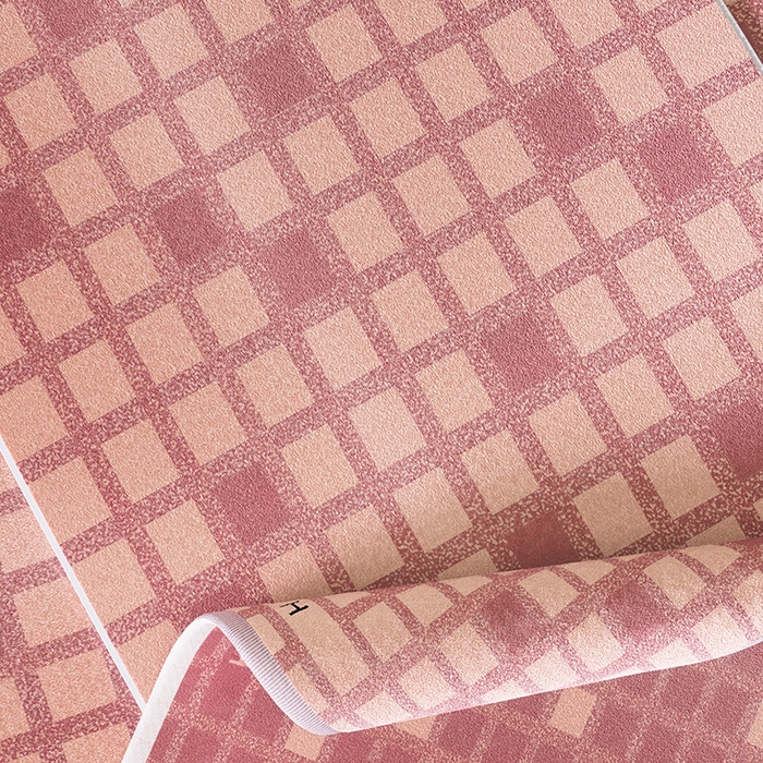 91家纺网 家纺一手货源 找家纺 悦然毛巾被 2025新款全棉色织提花毛圈浴巾 棋盘格粉 70x140cm