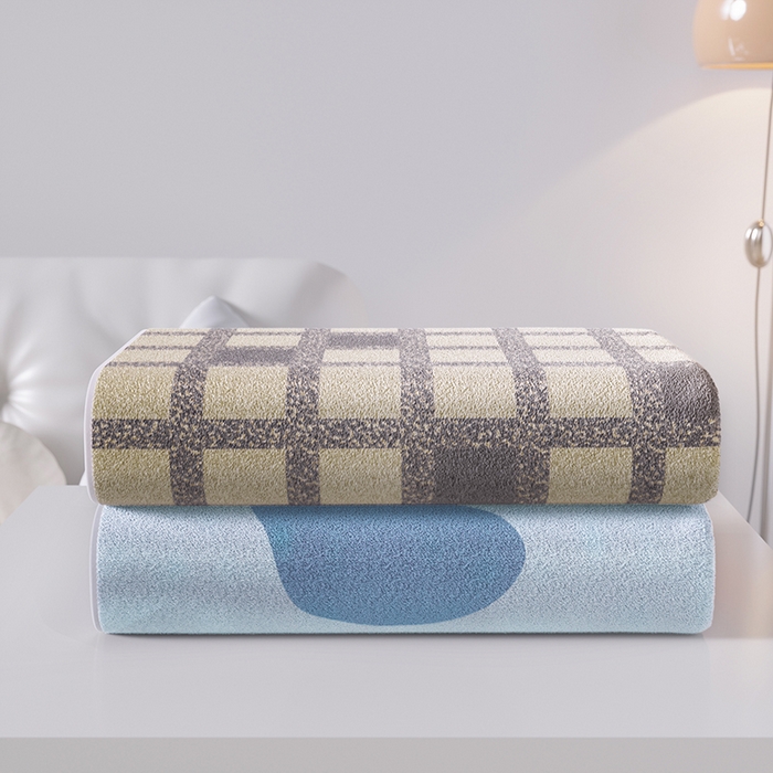 91家纺网 家纺一手货源 找家纺 悦然毛巾被 2025新款全棉色织提花毛圈浴巾 棋盘格咖 70x140cm