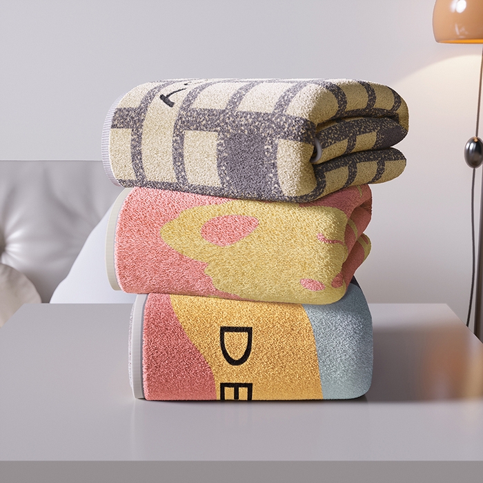 91家纺网 家纺一手货源 找家纺 悦然毛巾被 2025新款全棉色织提花毛圈浴巾 棋盘格咖 70x140cm