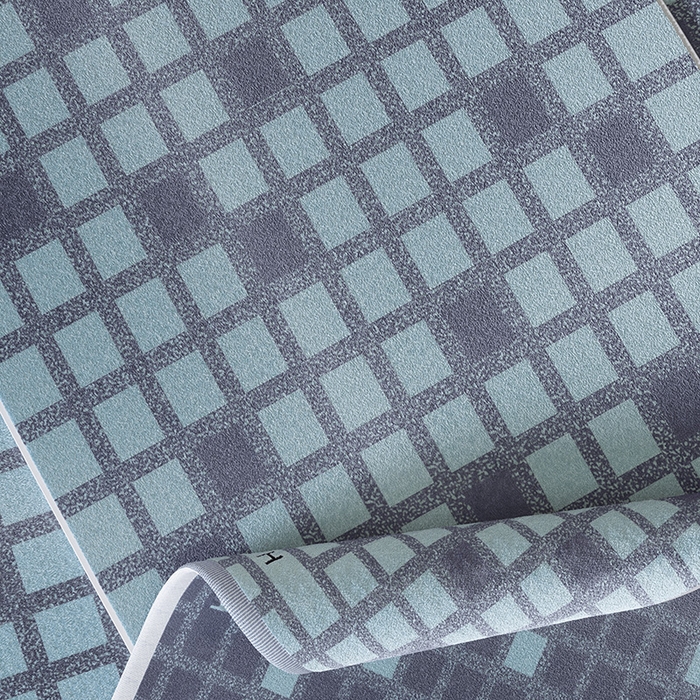 91家纺网 家纺一手货源 找家纺 悦然毛巾被 2025新款全棉色织提花毛圈浴巾 棋盘格蓝 70x140cm