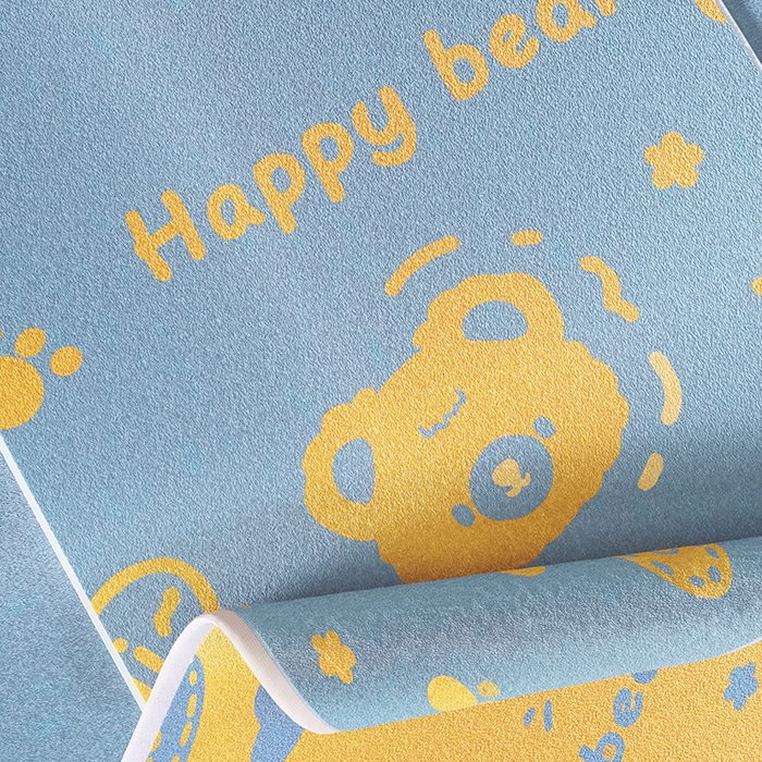 91家纺网 家纺一手货源 找家纺 悦然毛巾被 2025新款全棉色织提花毛圈浴巾 熊头蓝黄 70x140cm