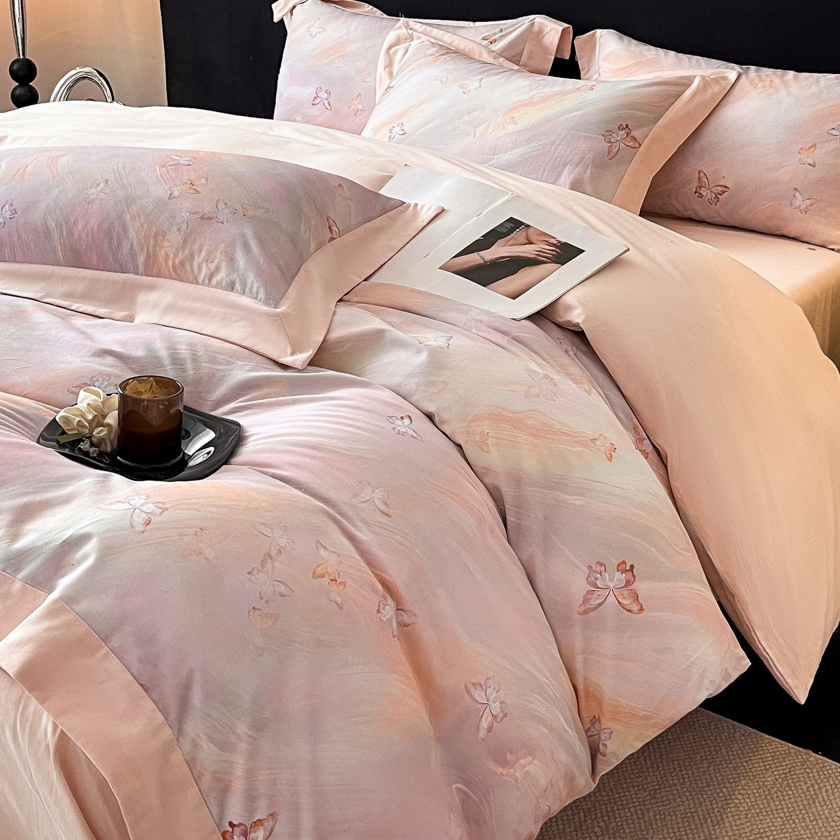 （总）博纳家纺 2025新款正宗3221纯棉磨毛印花宽边四件套系列-流光系列