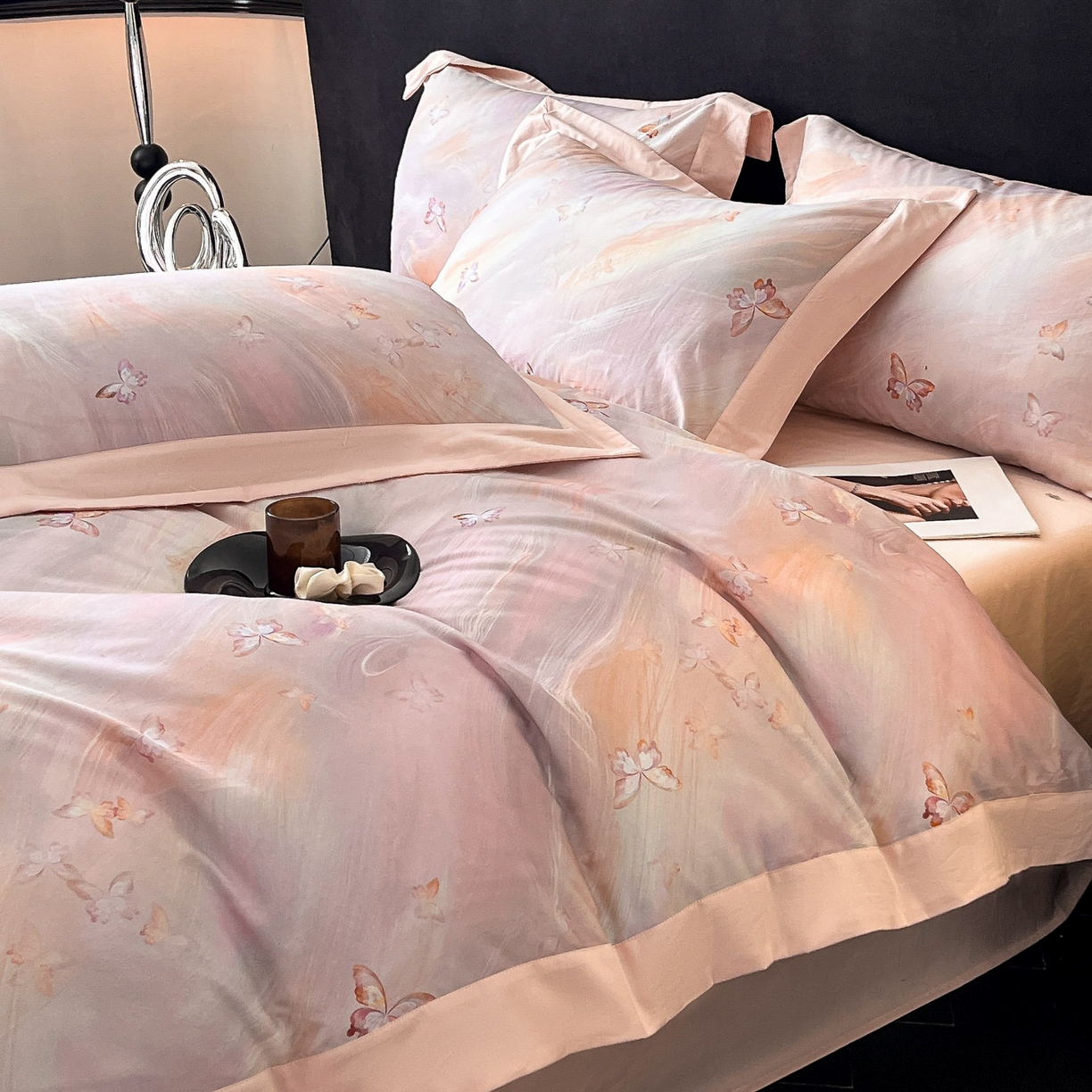 91家纺网 家纺一手货源 找家纺 （总）博纳家纺 2025新款正宗3221纯棉磨毛印花宽边四件套系列-流光系列