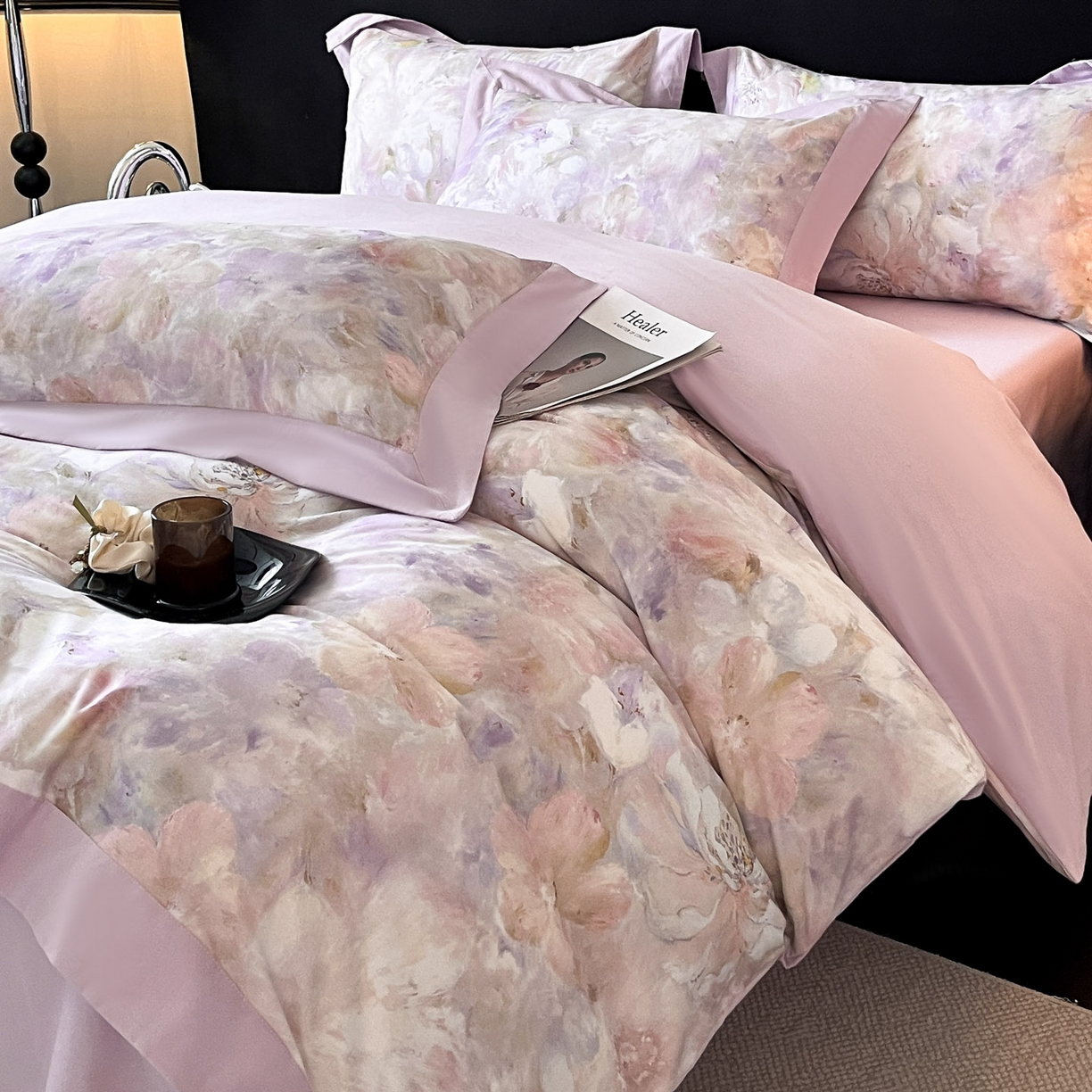 博纳家纺 2025新款正宗3221纯棉磨毛印花宽边四件套系列-流光系列 卡罗拉