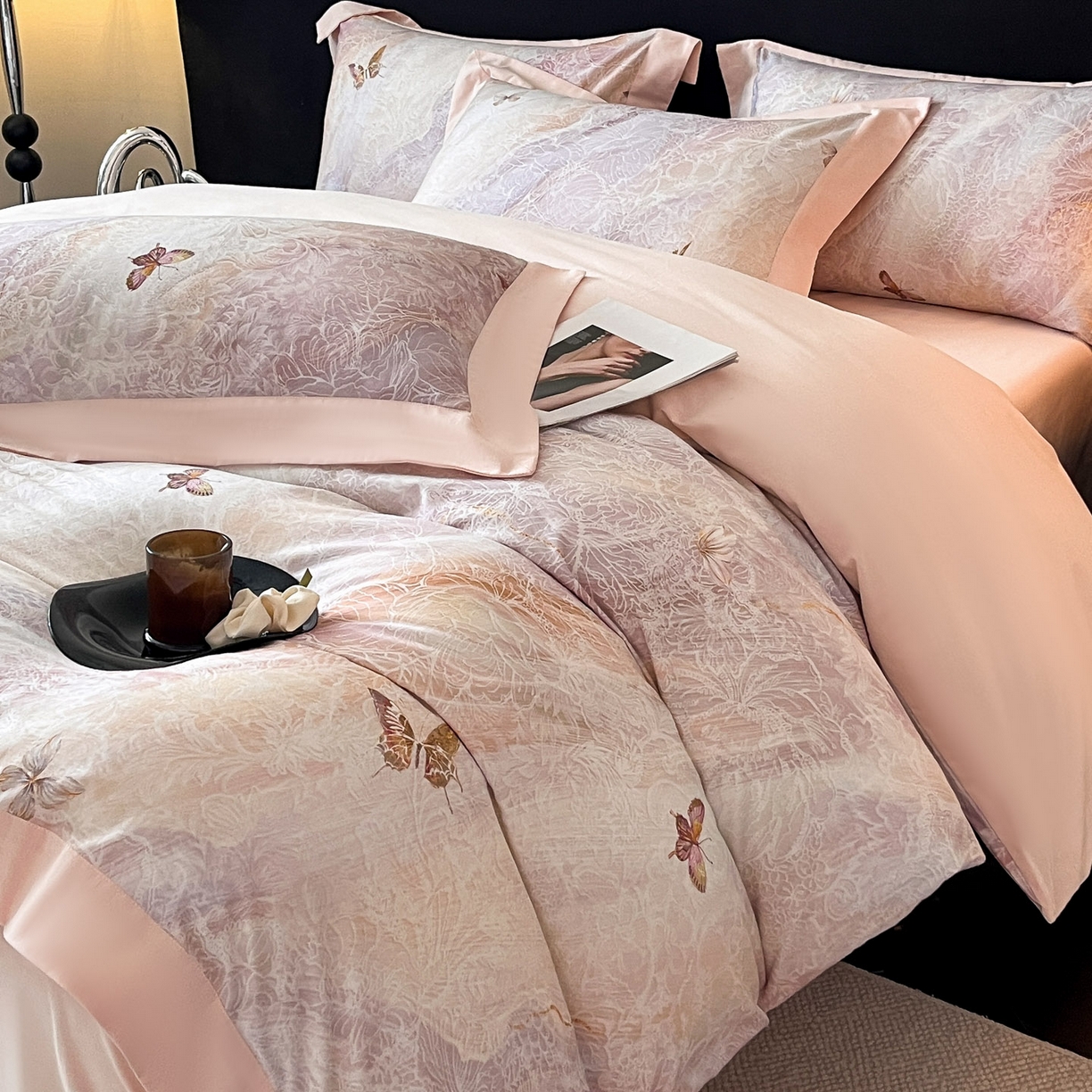 博纳家纺 2025新款正宗3221纯棉磨毛印花宽边四件套系列-流光系列 苏里南