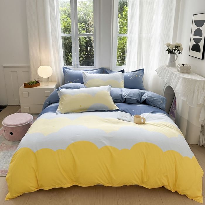 南通菲度家纺 2025新款高克重芦荟棉四件套-大床 风清云朵