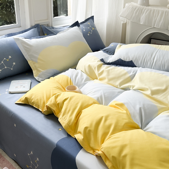 91家纺网 家纺一手货源 找家纺 南通菲度家纺 2025新款高克重芦荟棉四件套-大床 风清云朵