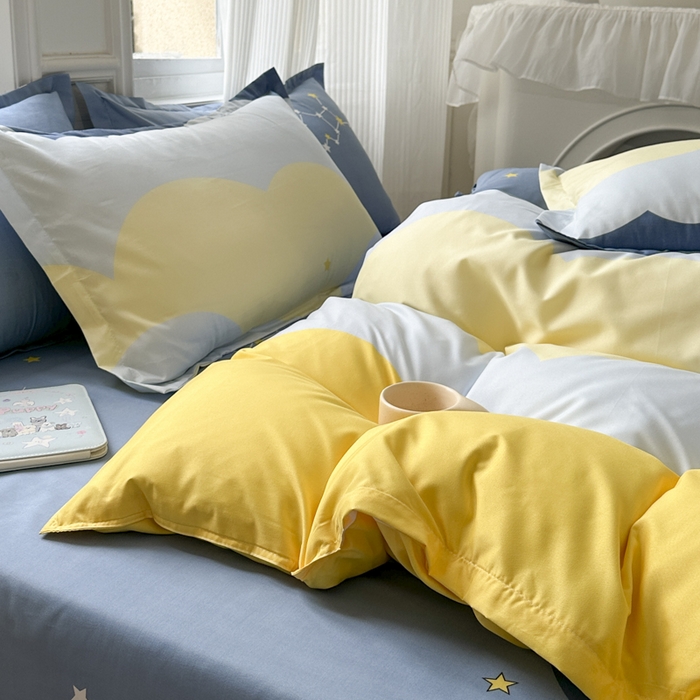 91家纺网 家纺一手货源 找家纺 南通菲度家纺 2025新款高克重芦荟棉四件套-大床 风清云朵