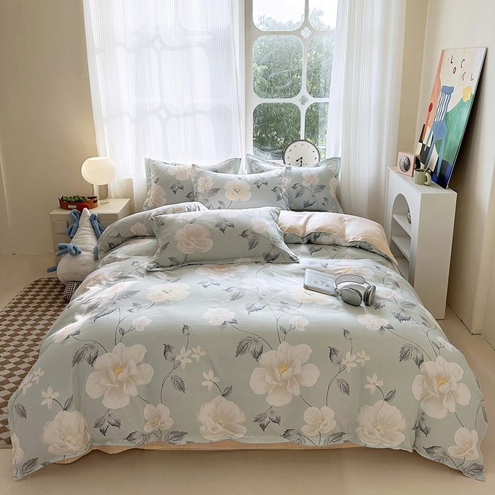 南通菲度家纺 2025新款高克重芦荟棉四件套-大床 花开盛夏
