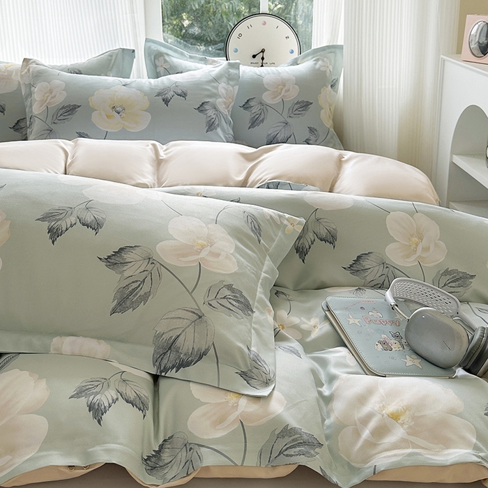 91家纺网 家纺一手货源 找家纺 南通菲度家纺 2025新款高克重芦荟棉四件套-大床 花开盛夏