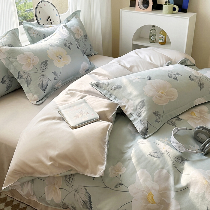 91家纺网 家纺一手货源 找家纺 南通菲度家纺 2025新款高克重芦荟棉四件套-大床 花开盛夏