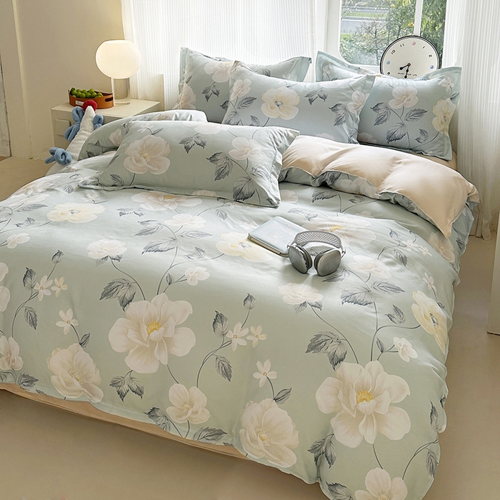 91家纺网 家纺一手货源 找家纺 南通菲度家纺 2025新款高克重芦荟棉四件套-大床 花开盛夏