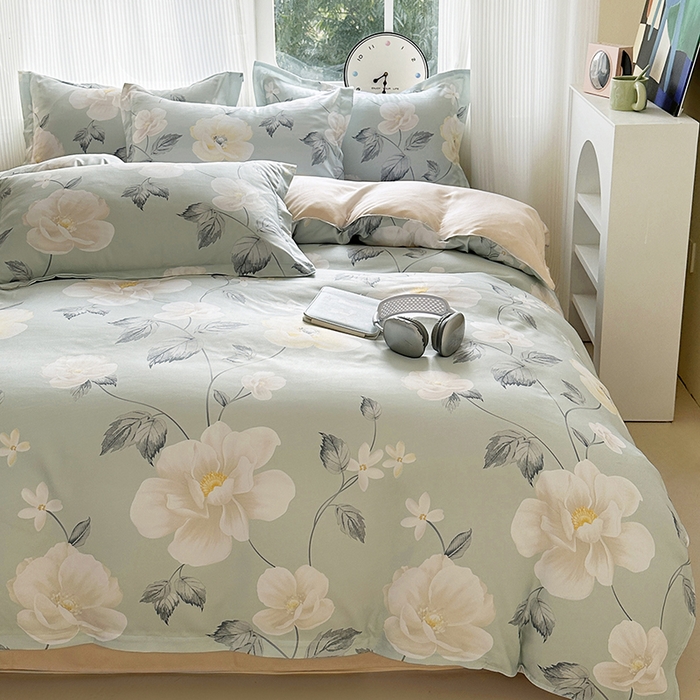 91家纺网 家纺一手货源 找家纺 南通菲度家纺 2025新款高克重芦荟棉四件套-大床 花开盛夏