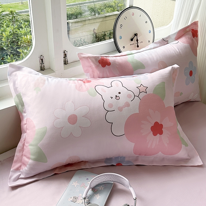 91家纺网 家纺一手货源 找家纺 南通菲度家纺 2025新款高克重芦荟棉四件套-大床 花溪小兔