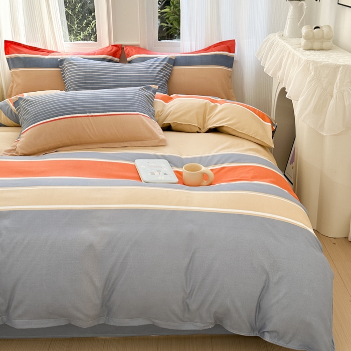 91家纺网 家纺一手货源 找家纺 南通菲度家纺 2025新款高克重芦荟棉四件套-大床 魅力蓝