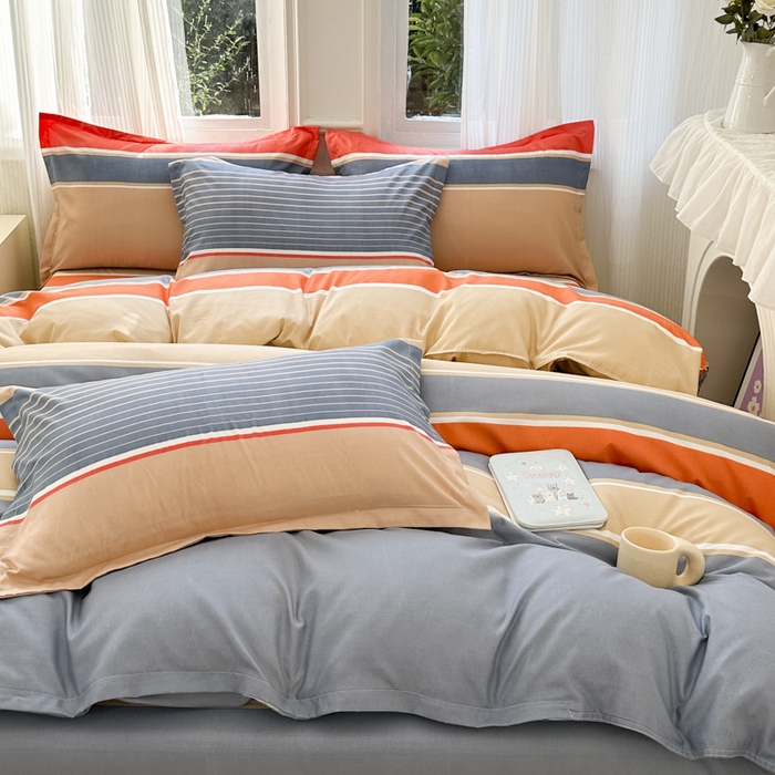 91家纺网 家纺一手货源 找家纺 南通菲度家纺 2025新款高克重芦荟棉四件套-大床 魅力蓝