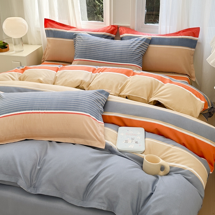 91家纺网 家纺一手货源 找家纺 南通菲度家纺 2025新款高克重芦荟棉四件套-大床 魅力蓝