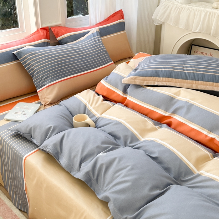 91家纺网 家纺一手货源 找家纺 南通菲度家纺 2025新款高克重芦荟棉四件套-大床 魅力蓝