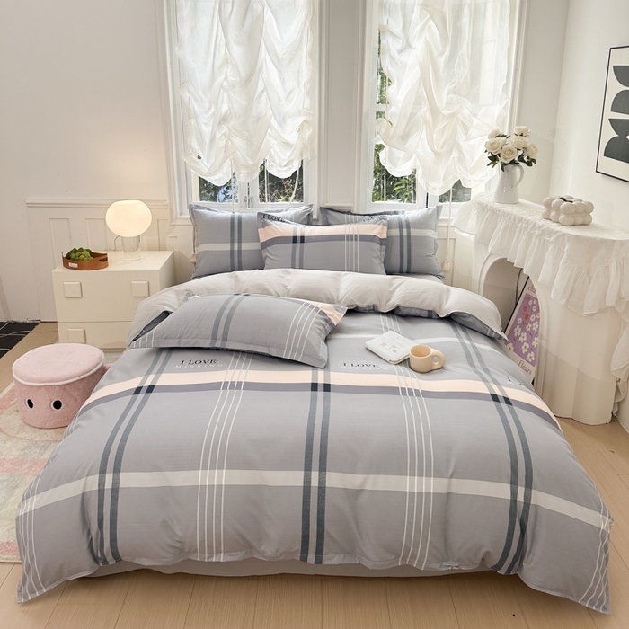 南通菲度家纺 2025新款高克重芦荟棉四件套-大床 莫斯灰