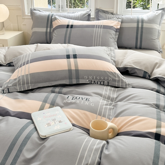 91家纺网 家纺一手货源 找家纺 南通菲度家纺 2025新款高克重芦荟棉四件套-大床 莫斯灰