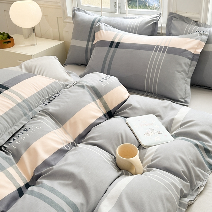 91家纺网 家纺一手货源 找家纺 南通菲度家纺 2025新款高克重芦荟棉四件套-大床 莫斯灰