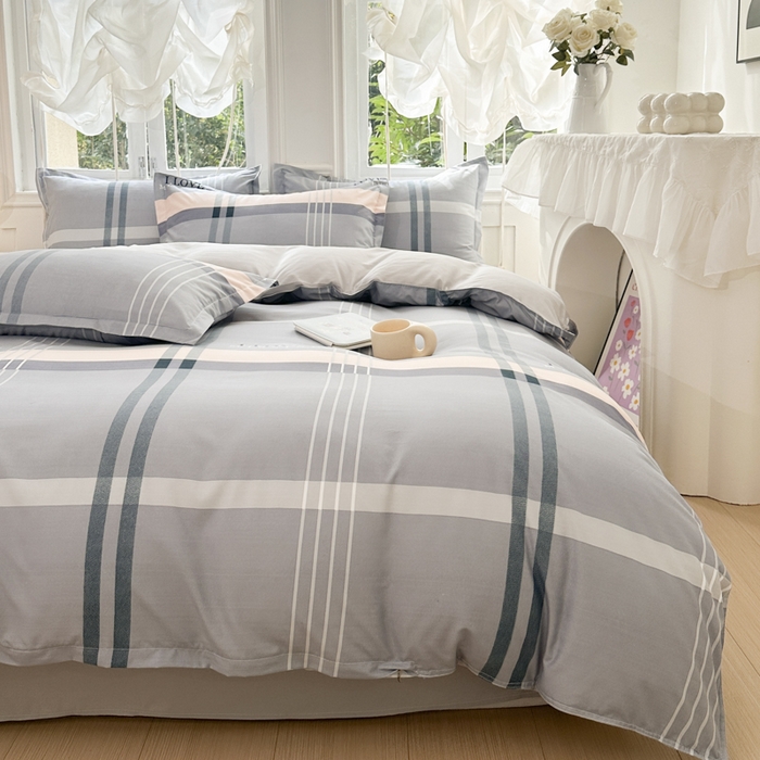 91家纺网 家纺一手货源 找家纺 南通菲度家纺 2025新款高克重芦荟棉四件套-大床 莫斯灰