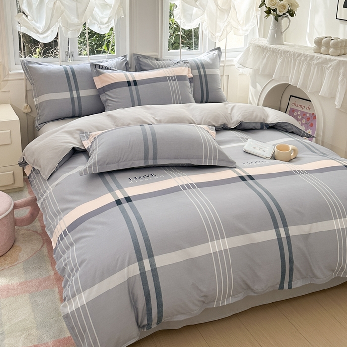 91家纺网 家纺一手货源 找家纺 南通菲度家纺 2025新款高克重芦荟棉四件套-大床 莫斯灰